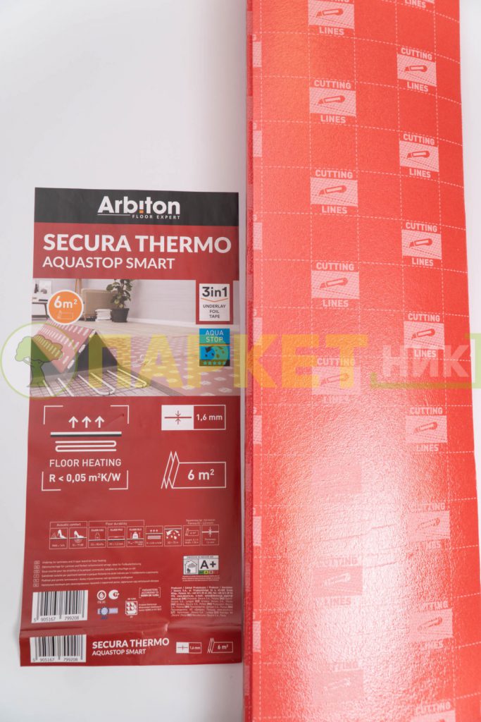 Подложка ARBITON SECURA thermo AQUASTOP SMART 1.6мм гармошка 6м²