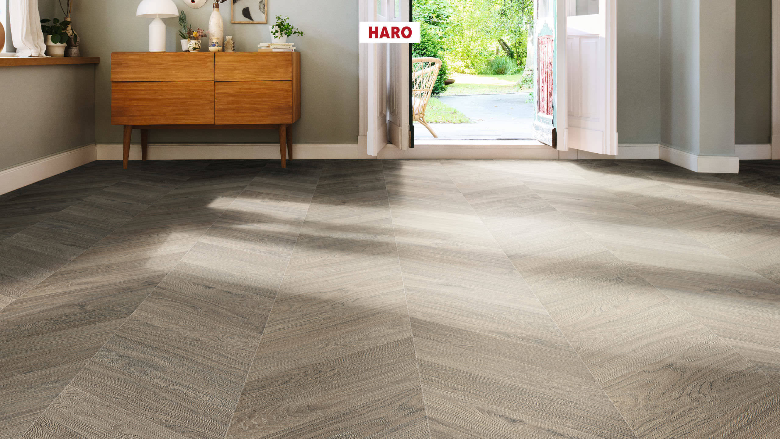 Ламінат HARO Chevron (французька ялинка) Oak Grey